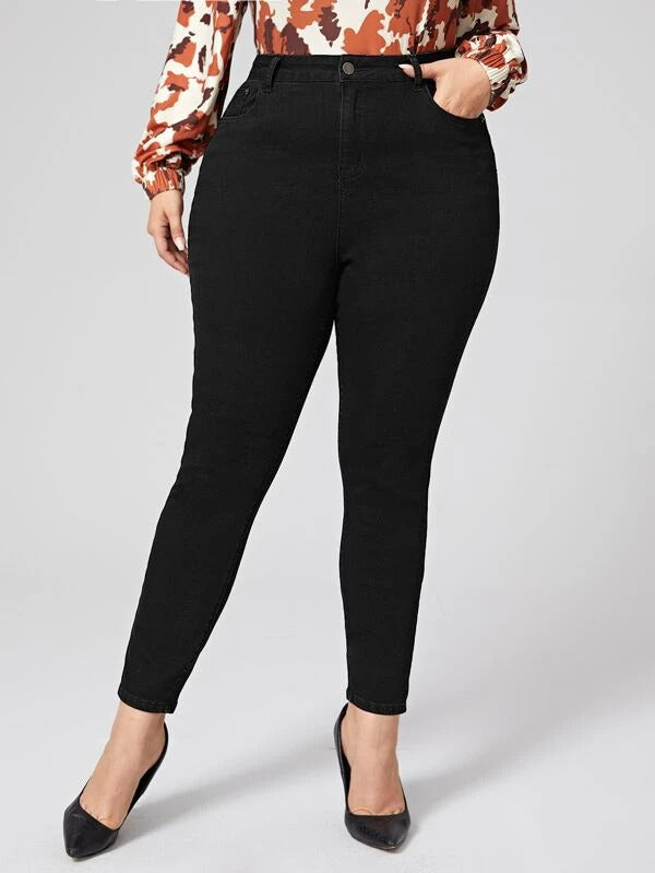 Black Skinny Plus Size High Rise Jeans – Offduty India
