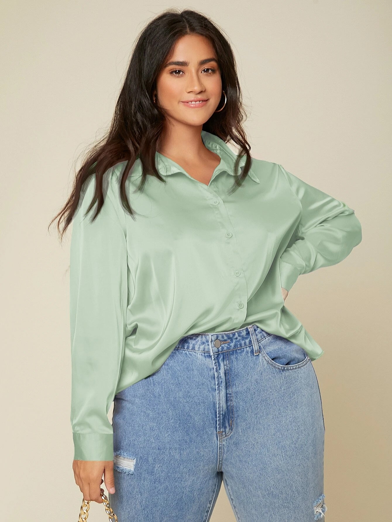 women's plus size satin blouses