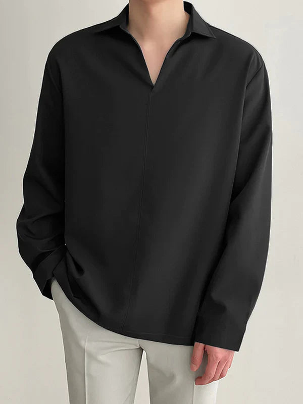 Solid Color Casual Loose Balloon Sleeve Shirt