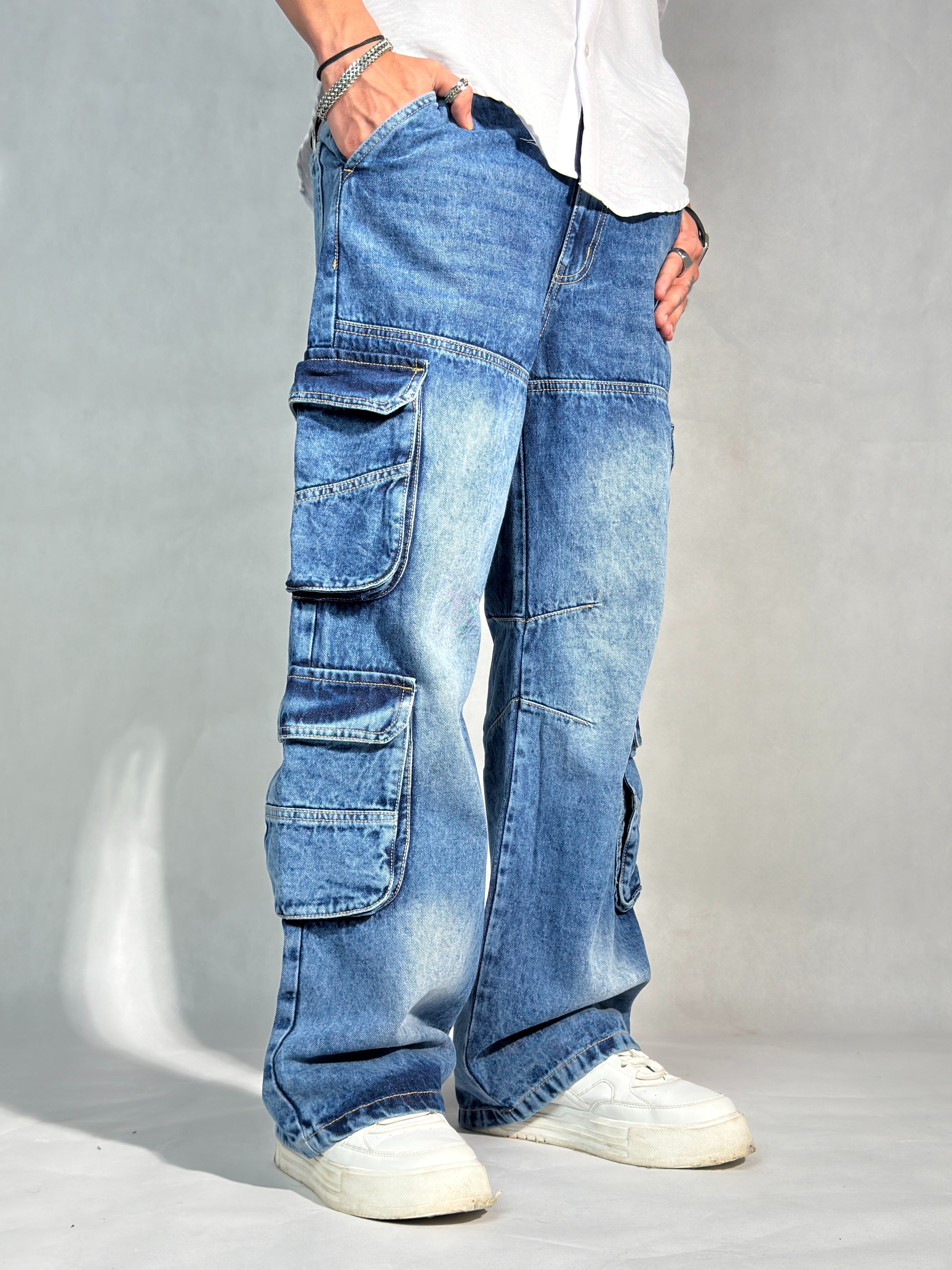 Blue Surge Wide Leg Cargo Jeans