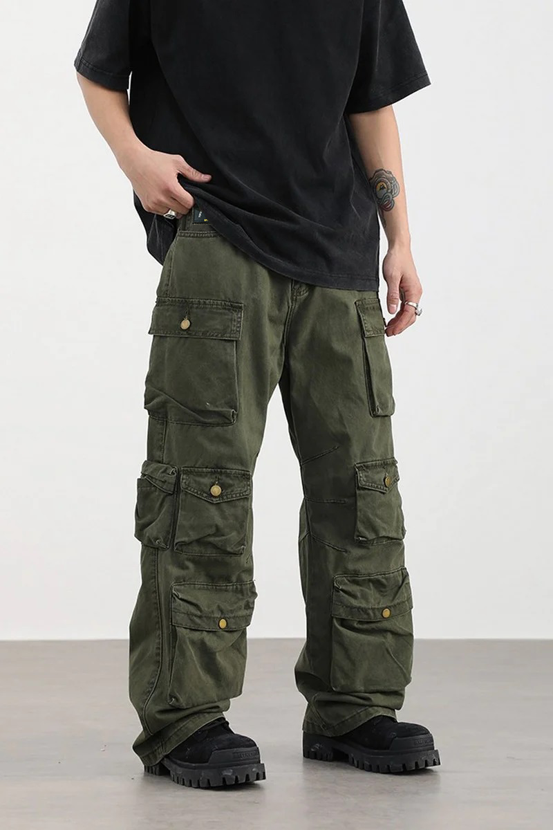 Multi Purpose Pocket Oversized Straight Trousers