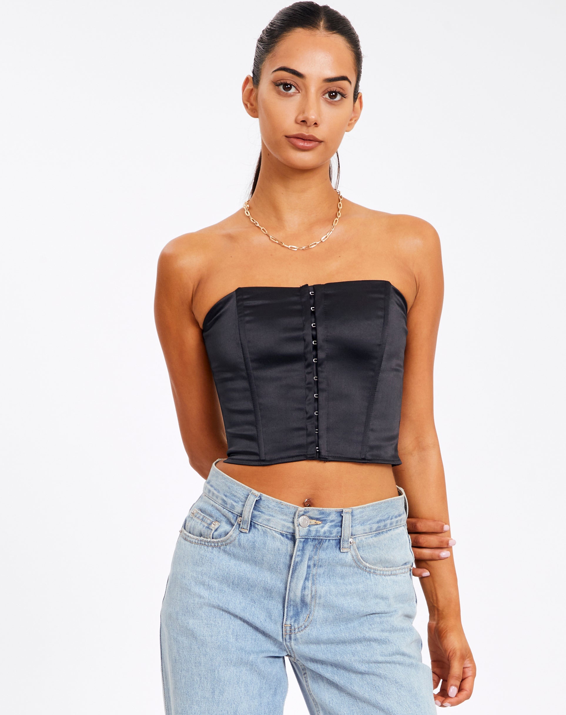 Vintage Satin Corset Boning Tube Top – Offduty India