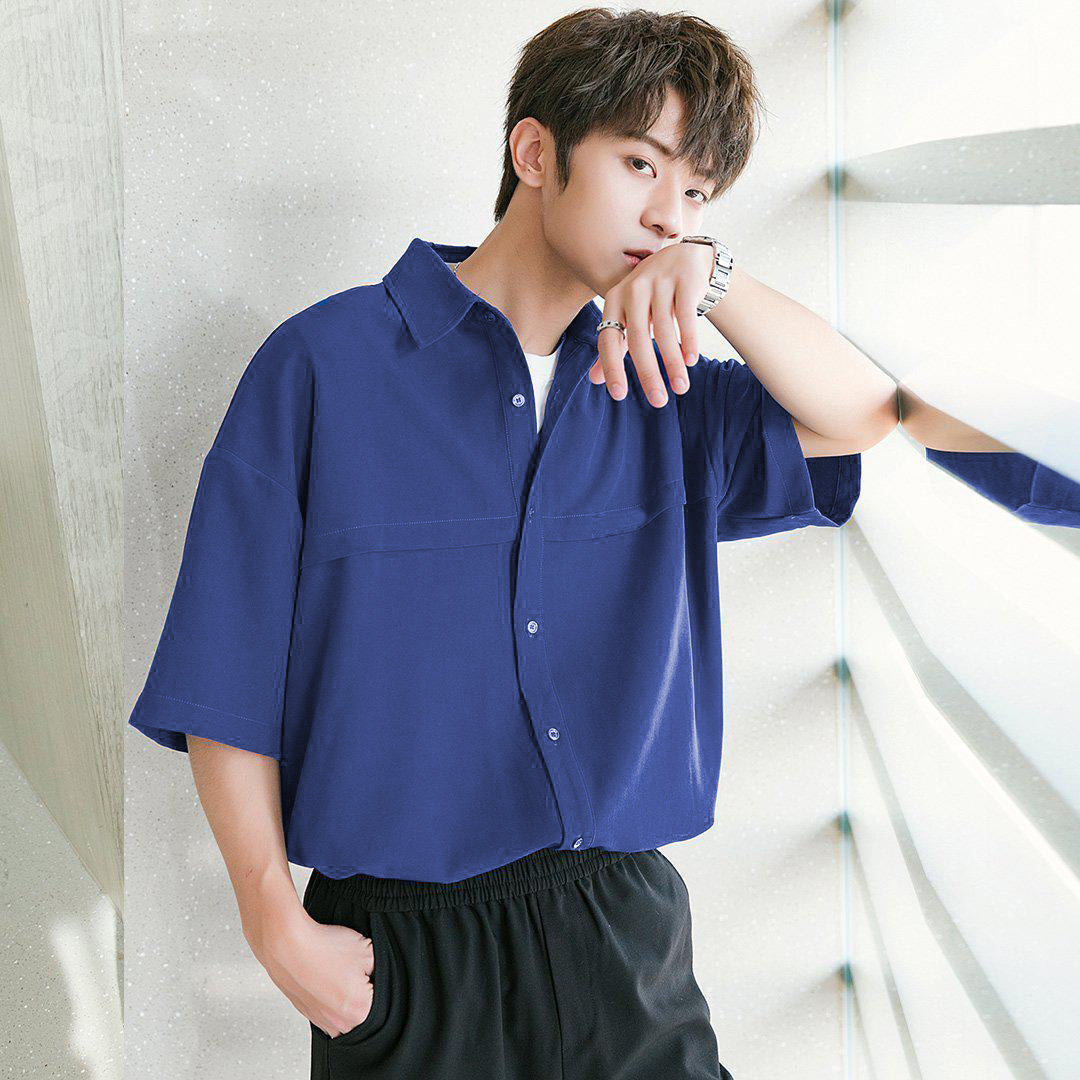 Men Half Sleeves Drop Shoulder Shirt