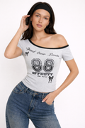 Speed Over Limit Off Shoulder Top
