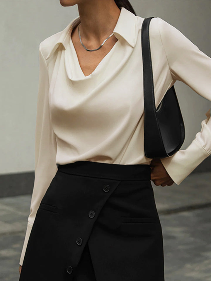 Cowl neck collared blouse