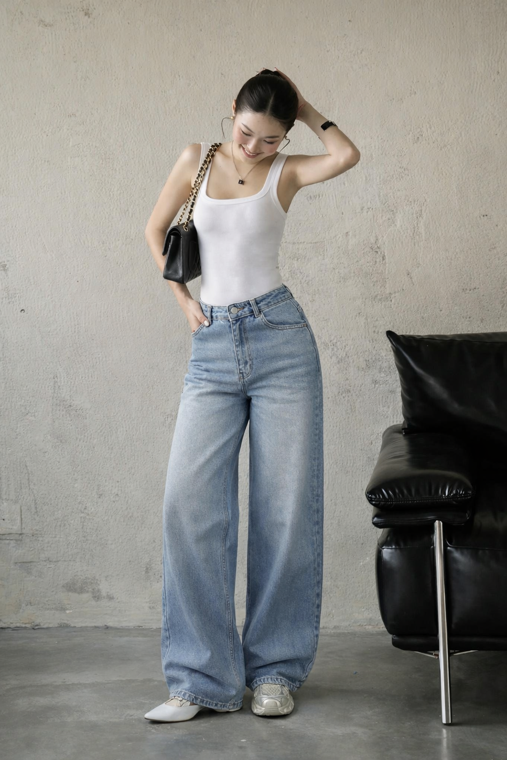 Bling Bleach Wide Leg Jeans