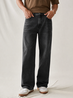 Charcoal Raw Wash Baggy Fit Jeans