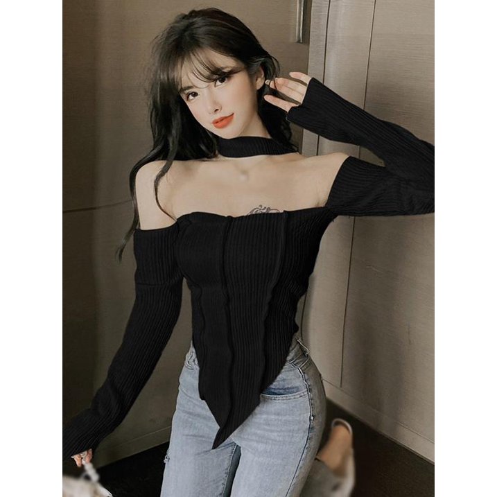 Chic Halter Neck Detachable Sleeves Top