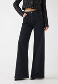 Onyx Black Stone Wash Wide Leg High Rise Jeans