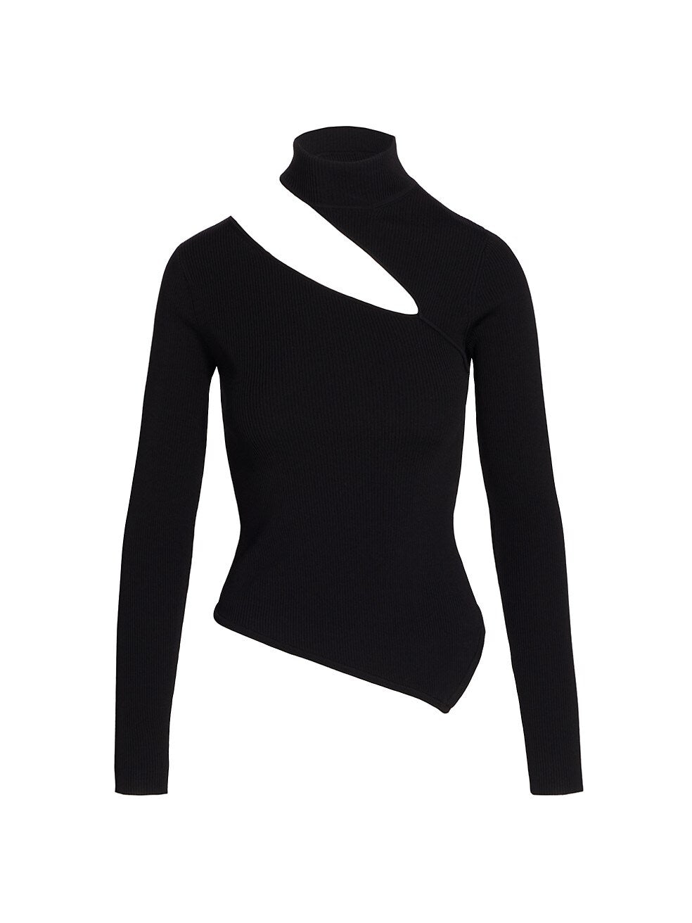 Elegant Asymmetrical Cut Detail Rib Top