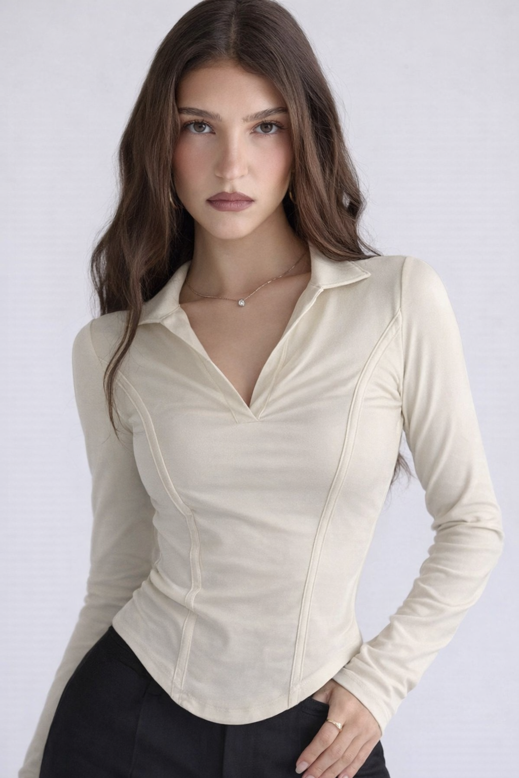 Princess Seam Collared Top