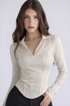 Princess Seam Collared Top
