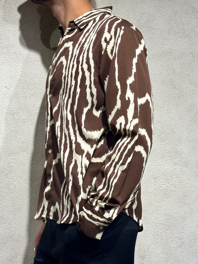 Brown Safari Print Full Sleeves Shirt