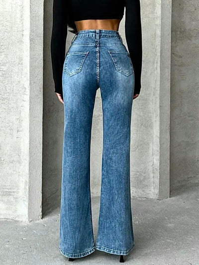 Starlit Blue Stone Wash Flare Jeans