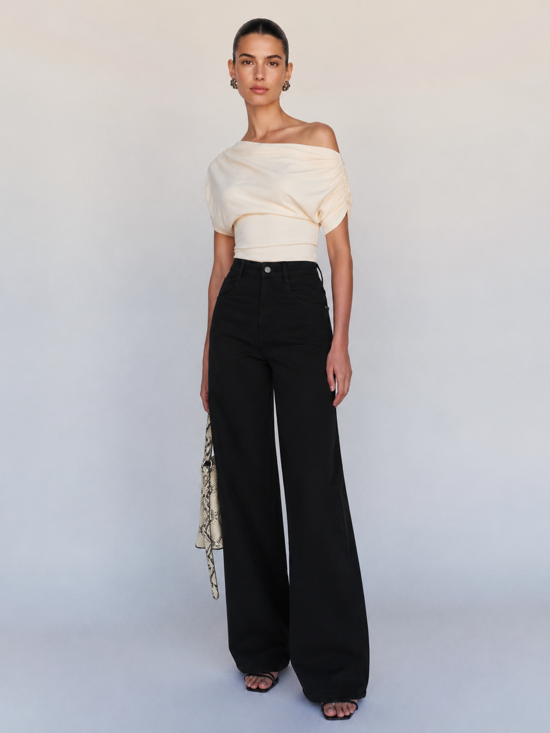 Black Wide Leg High Rise Jeans
