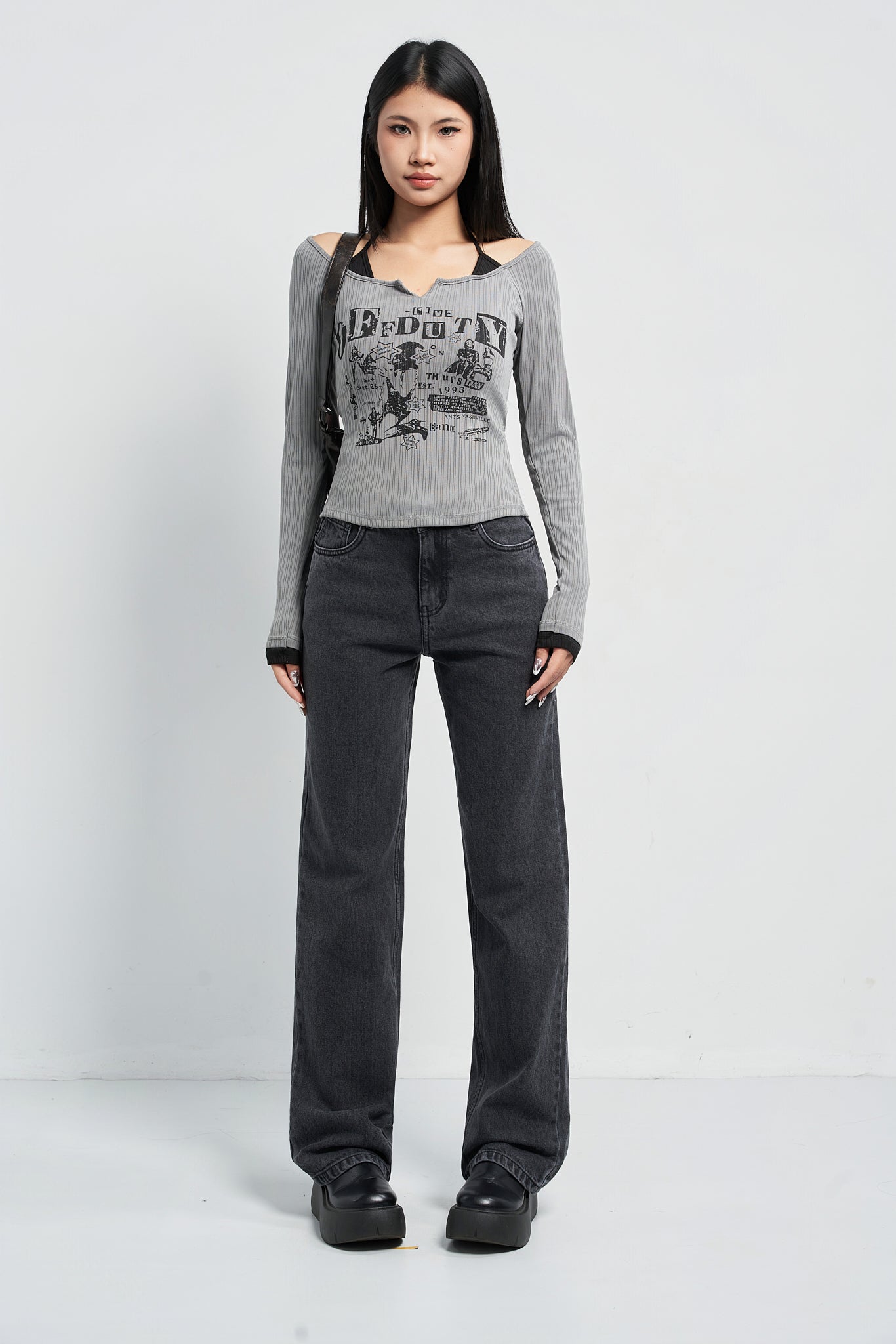 Charcoal Grey Straight Fit Jeans