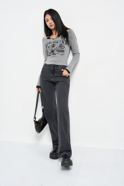 Charcoal Grey Straight Fit Jeans