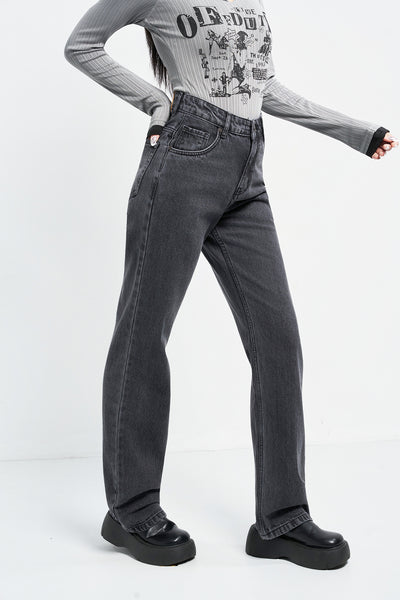 Charcoal Grey Straight Fit Jeans
