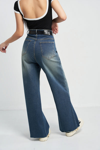 Stale Blue Baggy Wide Leg Jeans
