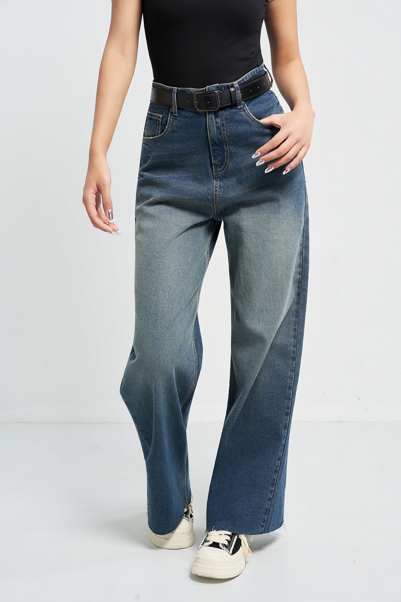 Stale Blue Baggy Wide Leg Jeans