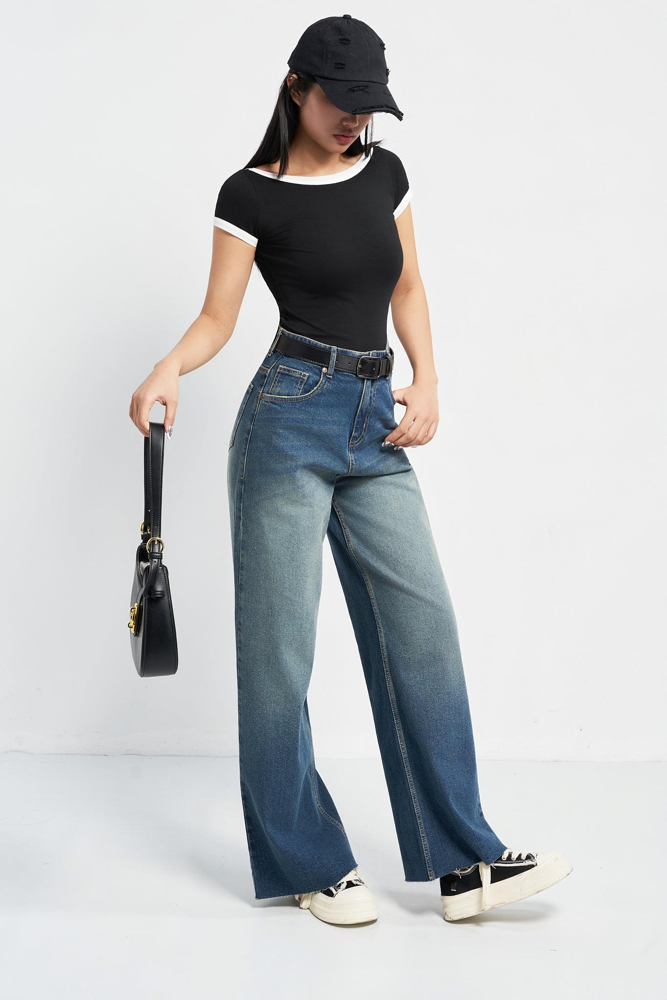 Stale Blue Baggy Wide Leg Jeans