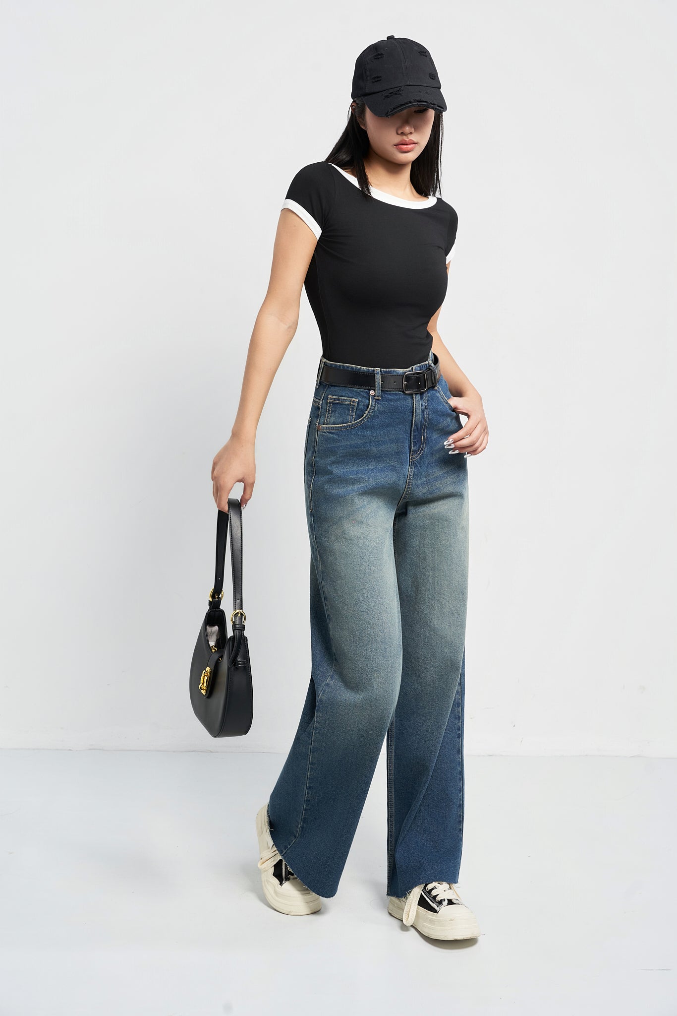 Stale Blue Baggy Wide Leg Jeans