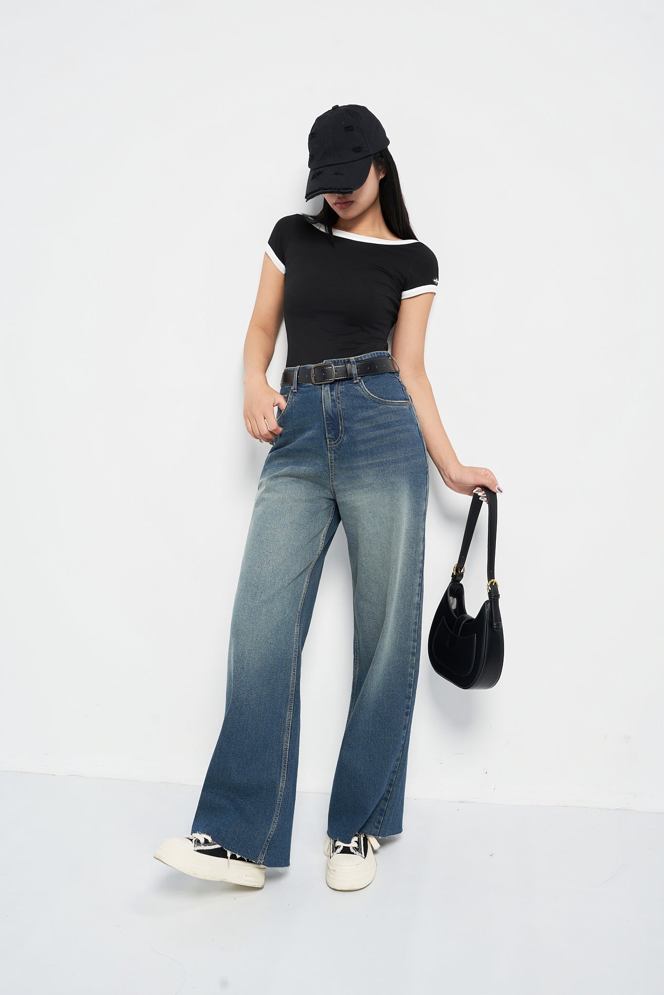Stale Blue Baggy Wide Leg Jeans
