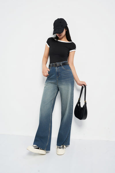 Stale Blue Baggy Wide Leg Jeans