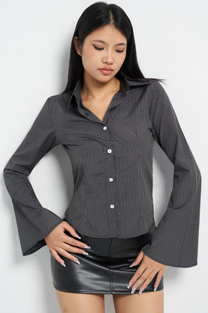 Stripe Bell Sleeve Shirt