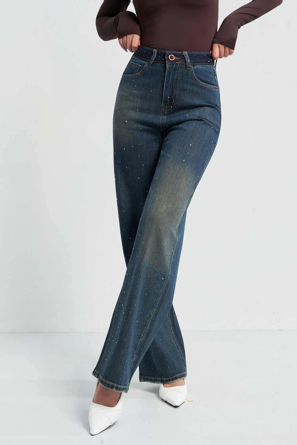 Radiant Stud Straight Leg Jeans