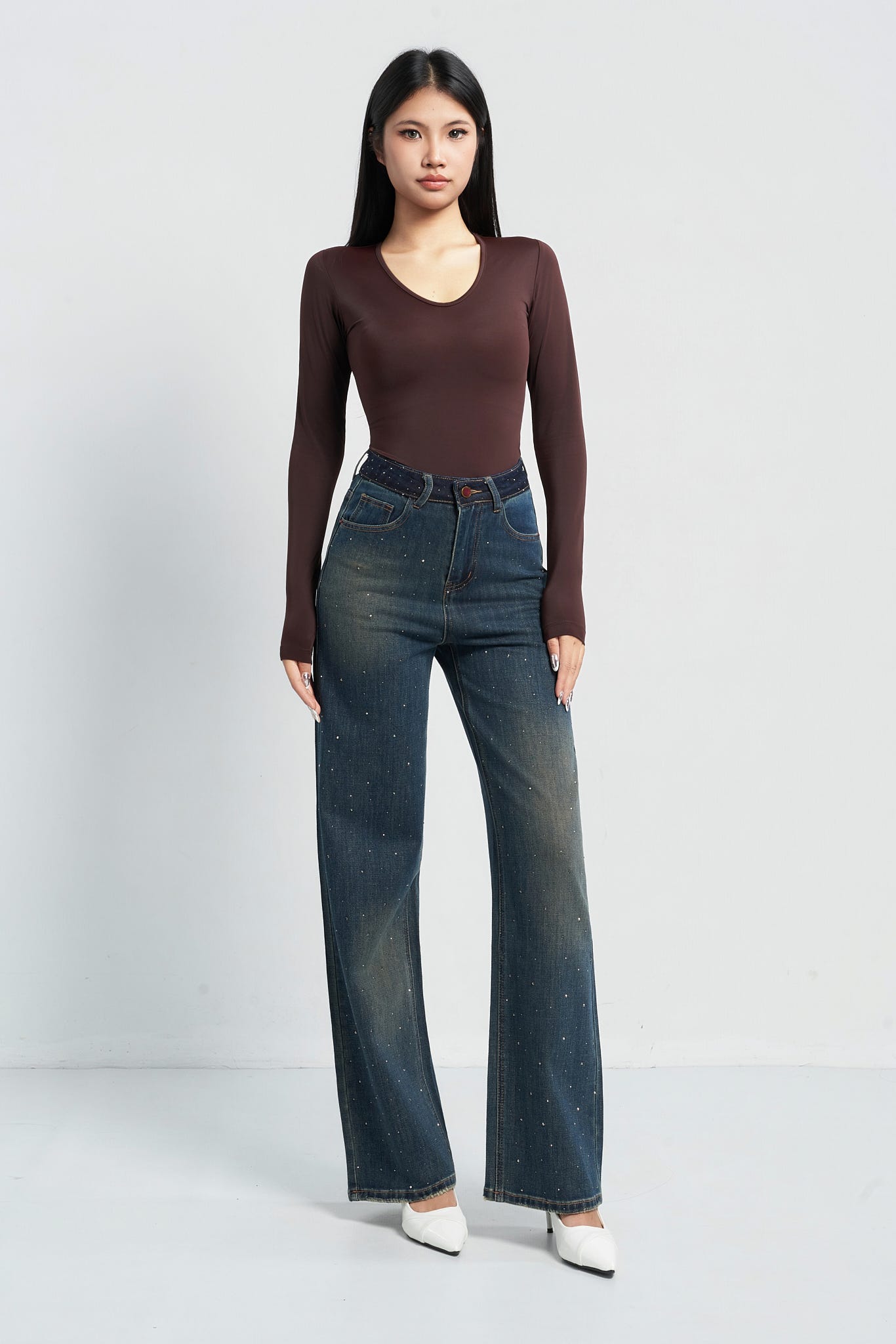 Radiant Stud Straight Leg Jeans