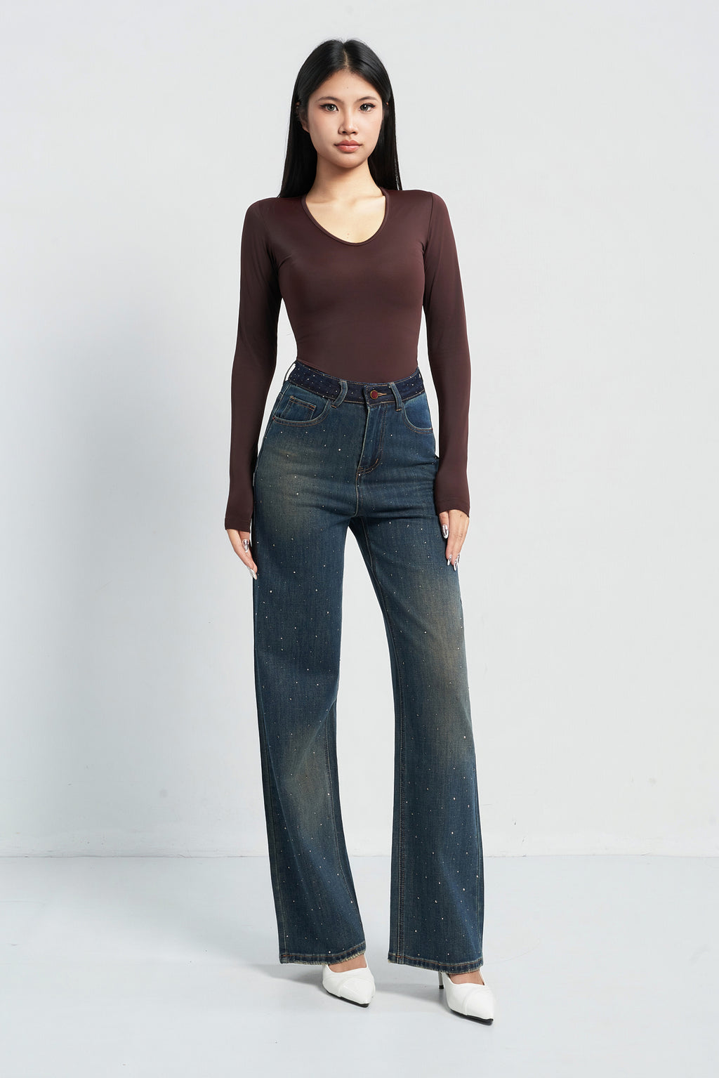 Radiant Stud Straight Leg Jeans