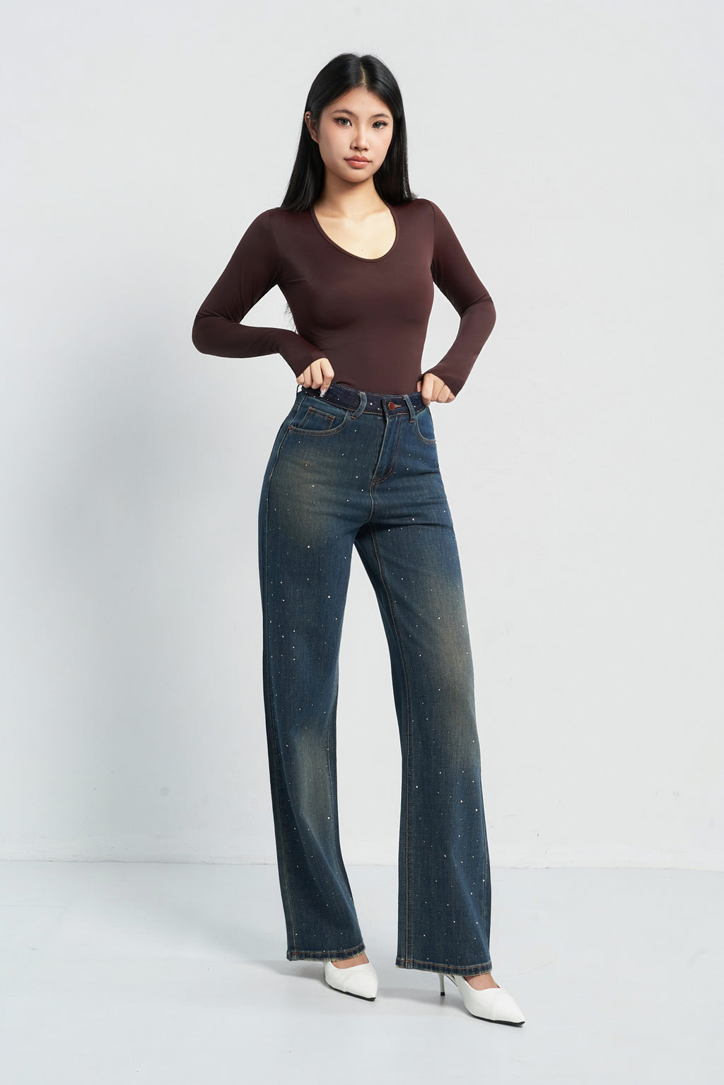 Radiant Stud Straight Leg Jeans