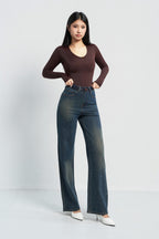 Radiant Stud Straight Leg Jeans