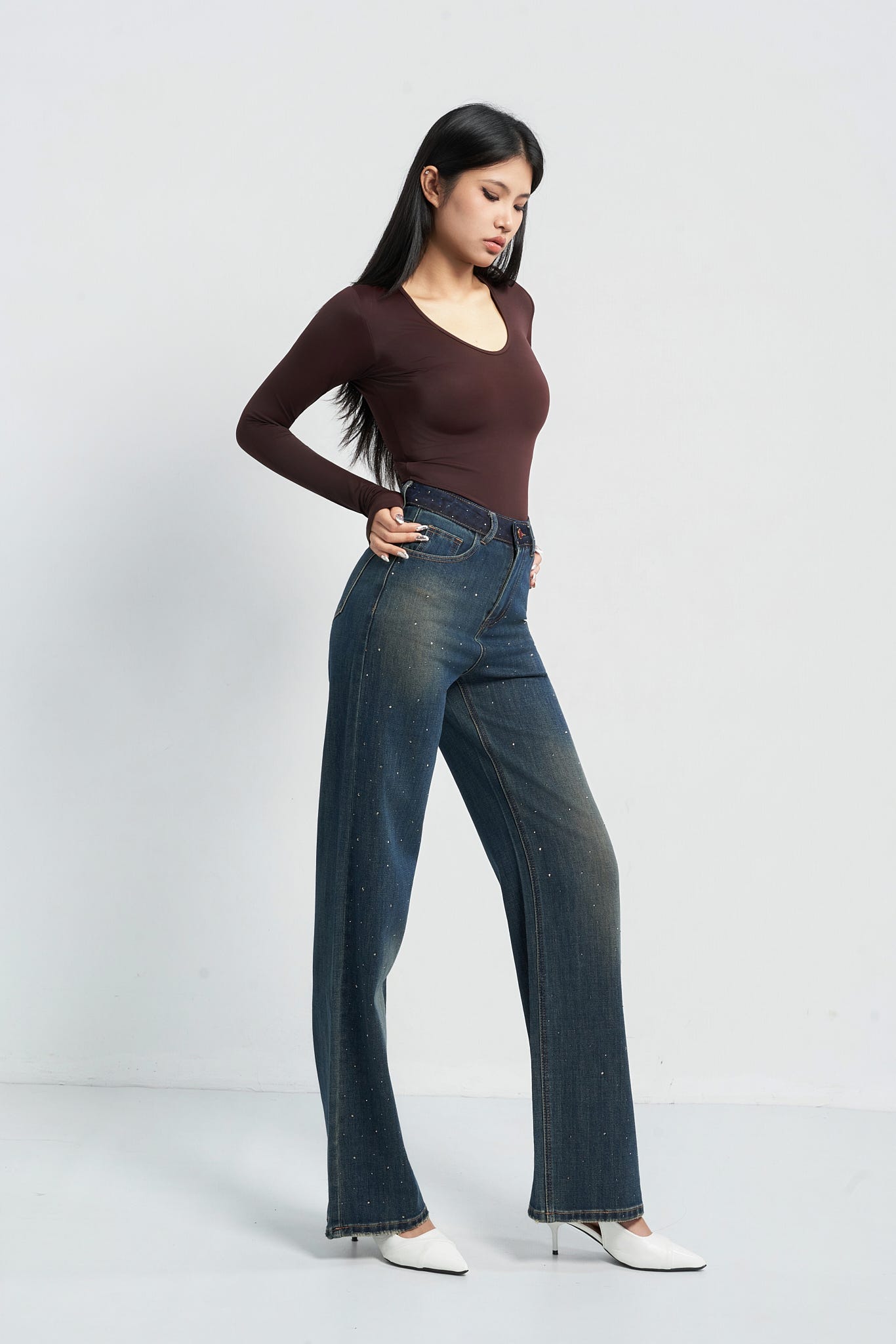 Radiant Stud Straight Leg Jeans