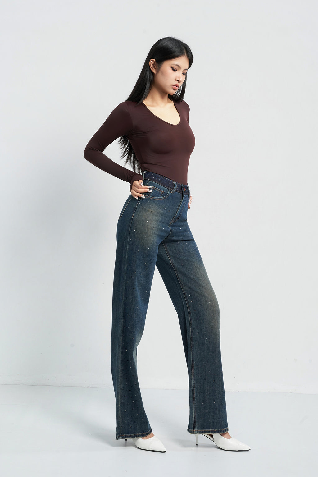 Radiant Stud Straight Leg Jeans