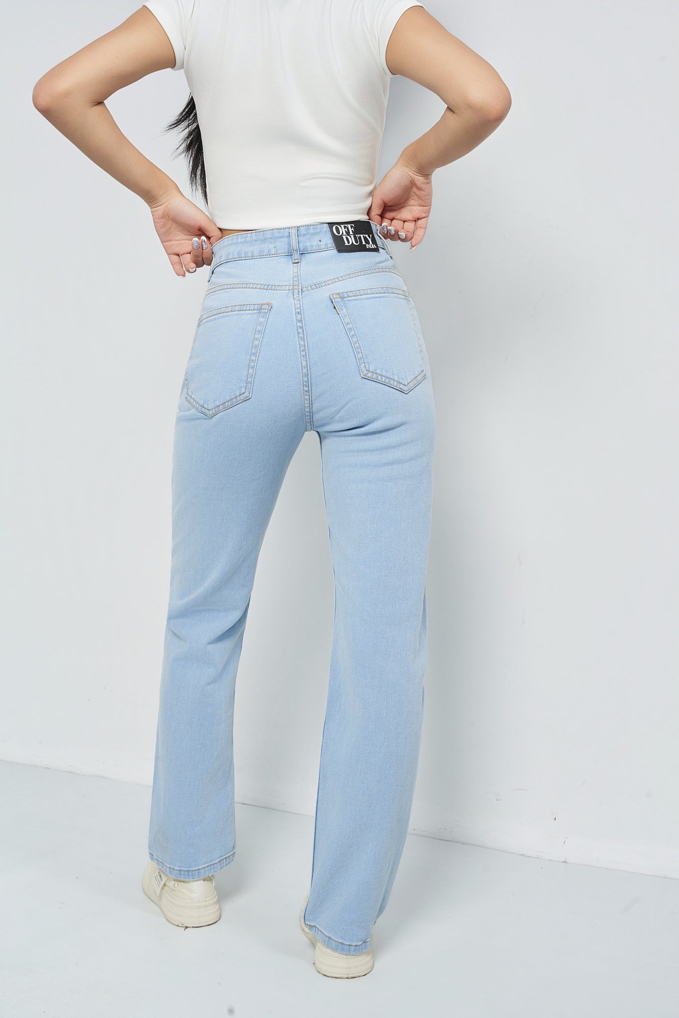 Wash Out Regular Blue Stretch Tailored Straight Leg Jeans