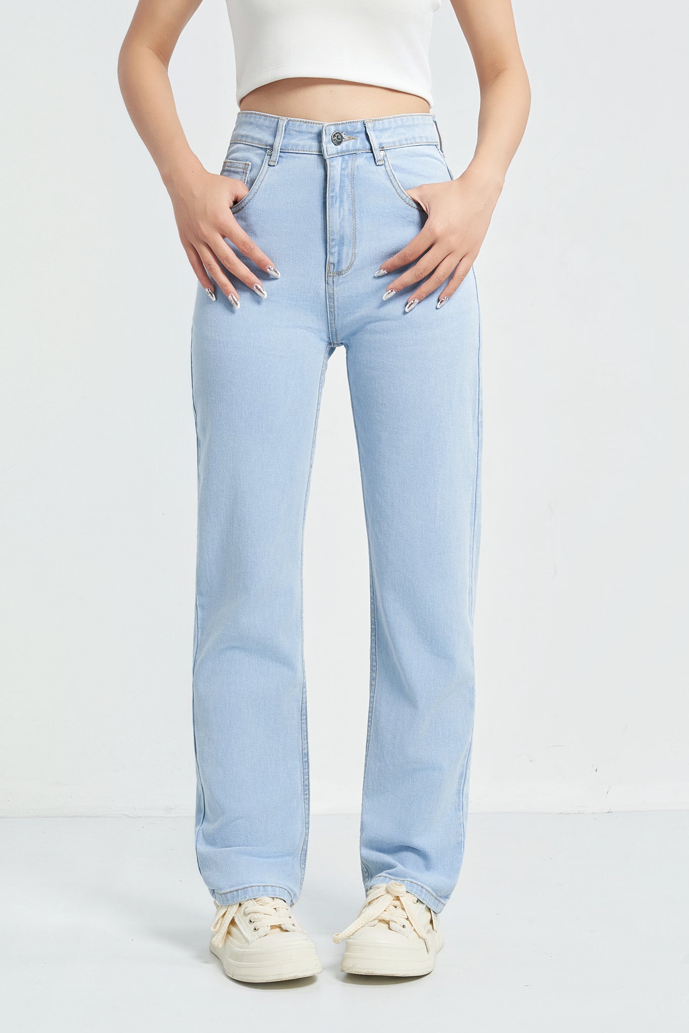 Wash Out Regular Blue Stretch Tailored Straight Leg Jeans