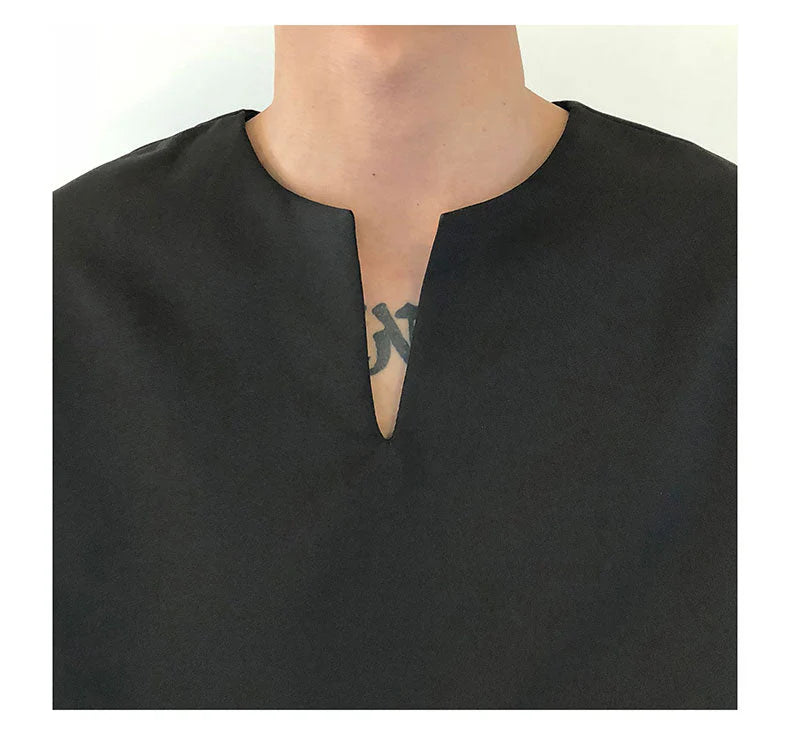 V Neck Cuff Details Long Sleeve Korean Shirt