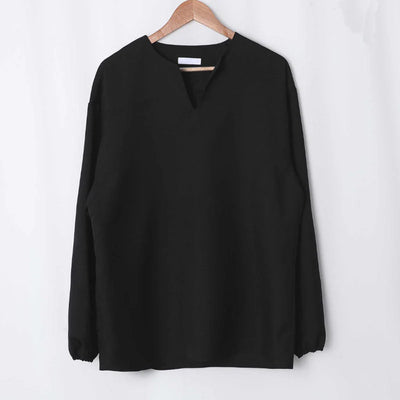 V Neck Cuff Details Long Sleeve Korean Shirt