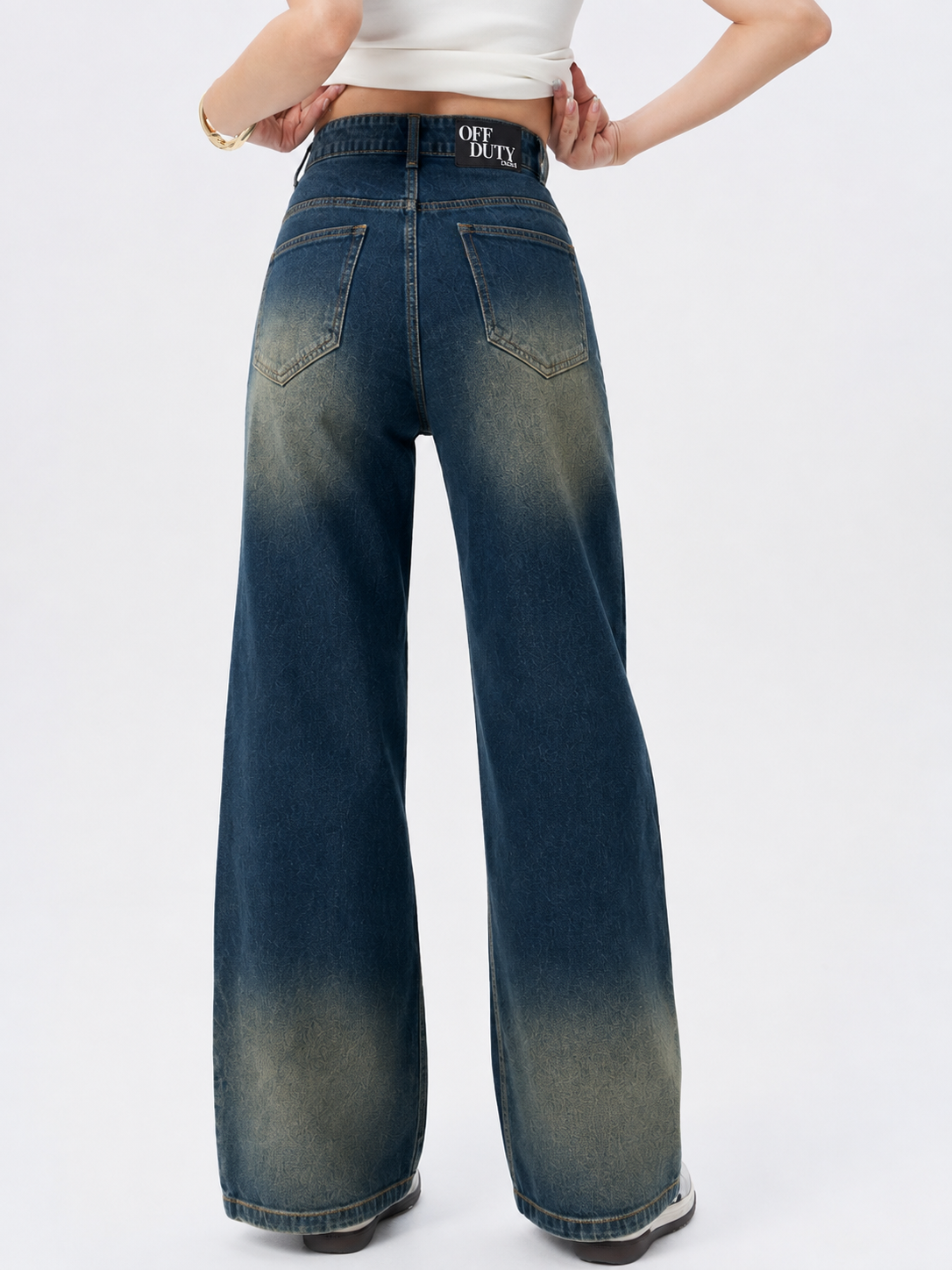 Sun-Burst Blue Wide Leg Jeans