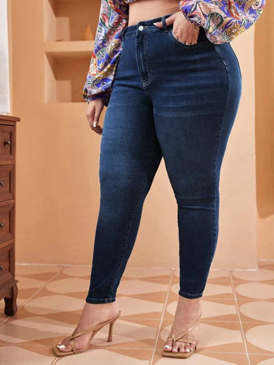 Turkish Blue Skinny Plus Size High Rise Jeans