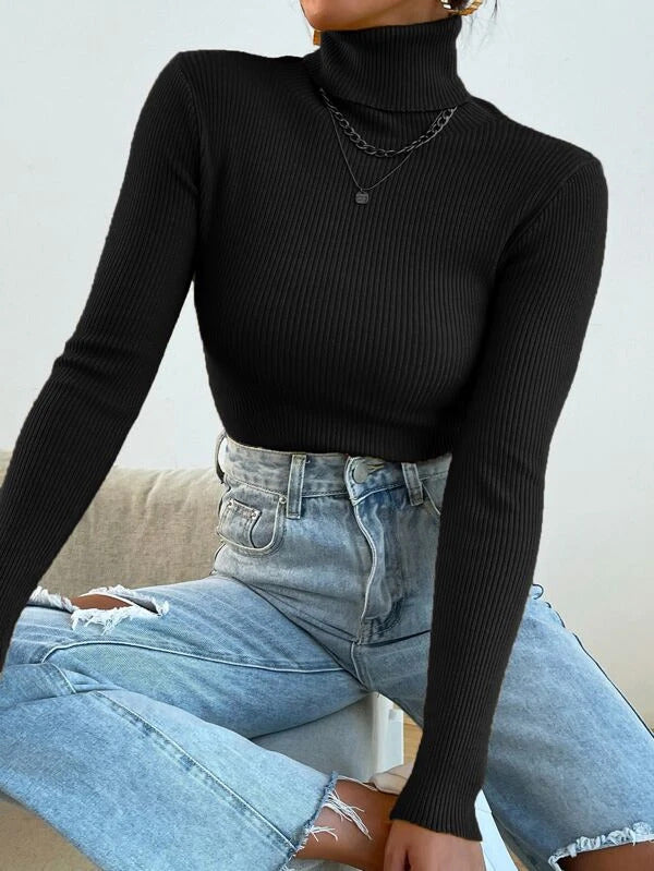 Polo High Neck Rib top