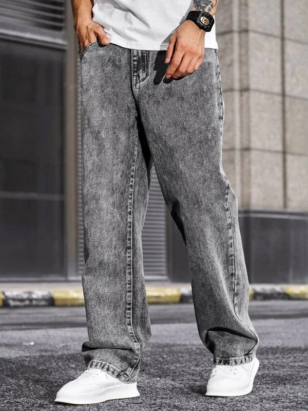 Grey skinny fit distressed jeans – London Attitude