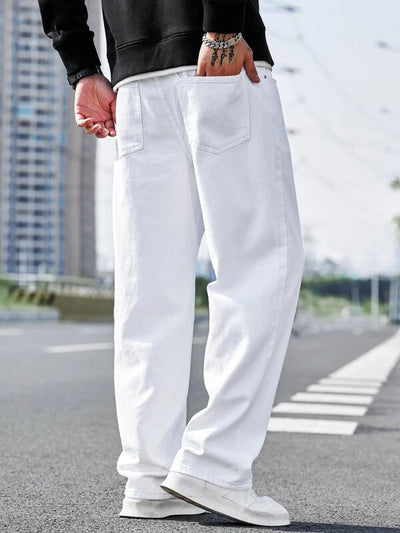 White Baggy Fit Regular Mens Jeans