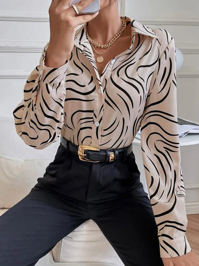 Elegant abstract print full sleeves shirt