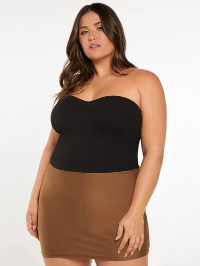 Tube Rib Plus Size Black Top