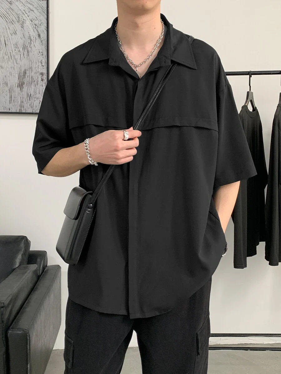 Men Half Sleeves Drop Shoulder Shirt
