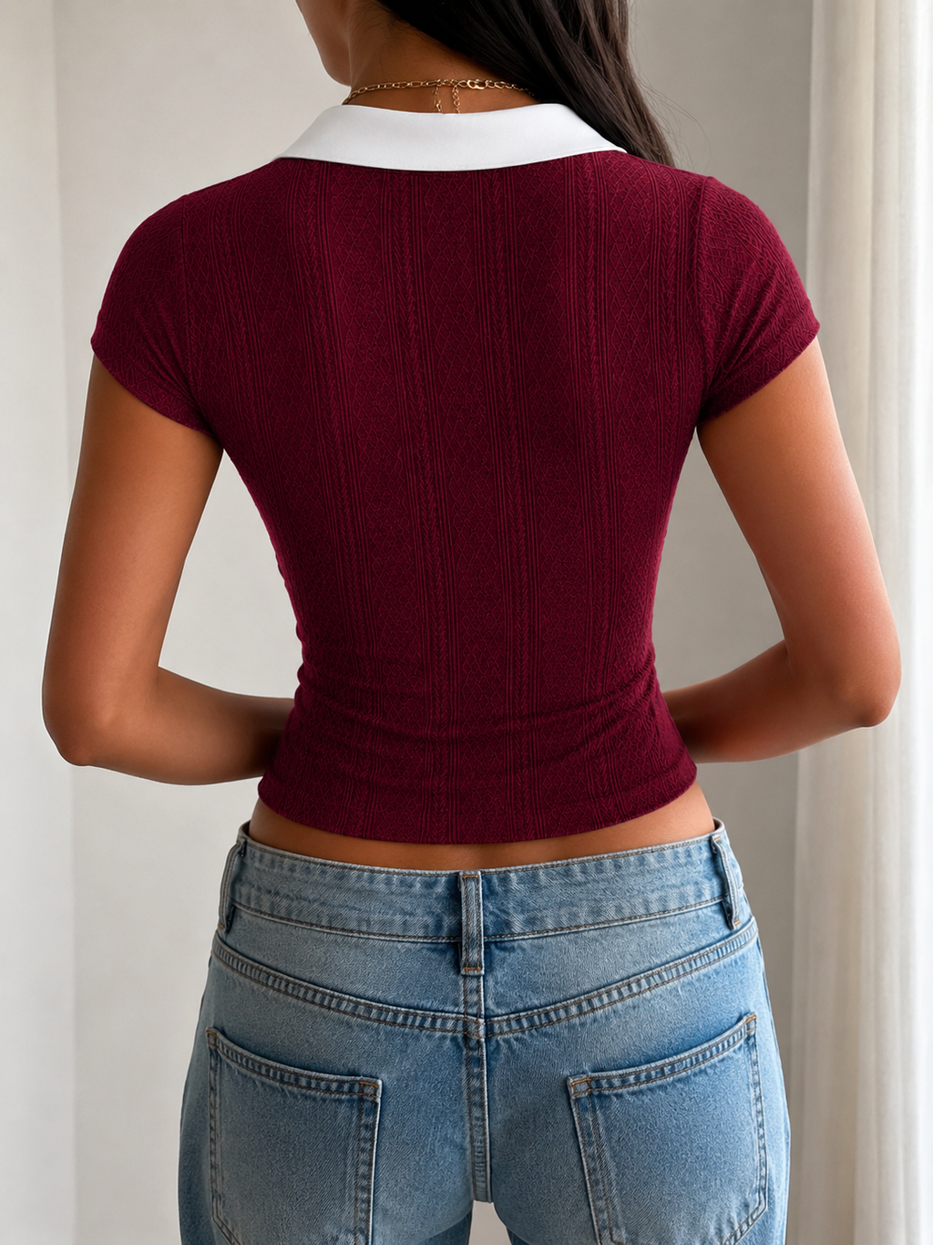 Layer Up Shirt-Detail Knit Top