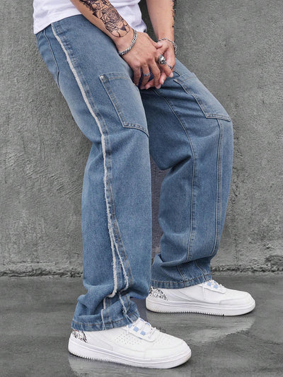 Not Your Pocket Picker Contrast Tap Baggy Jeans